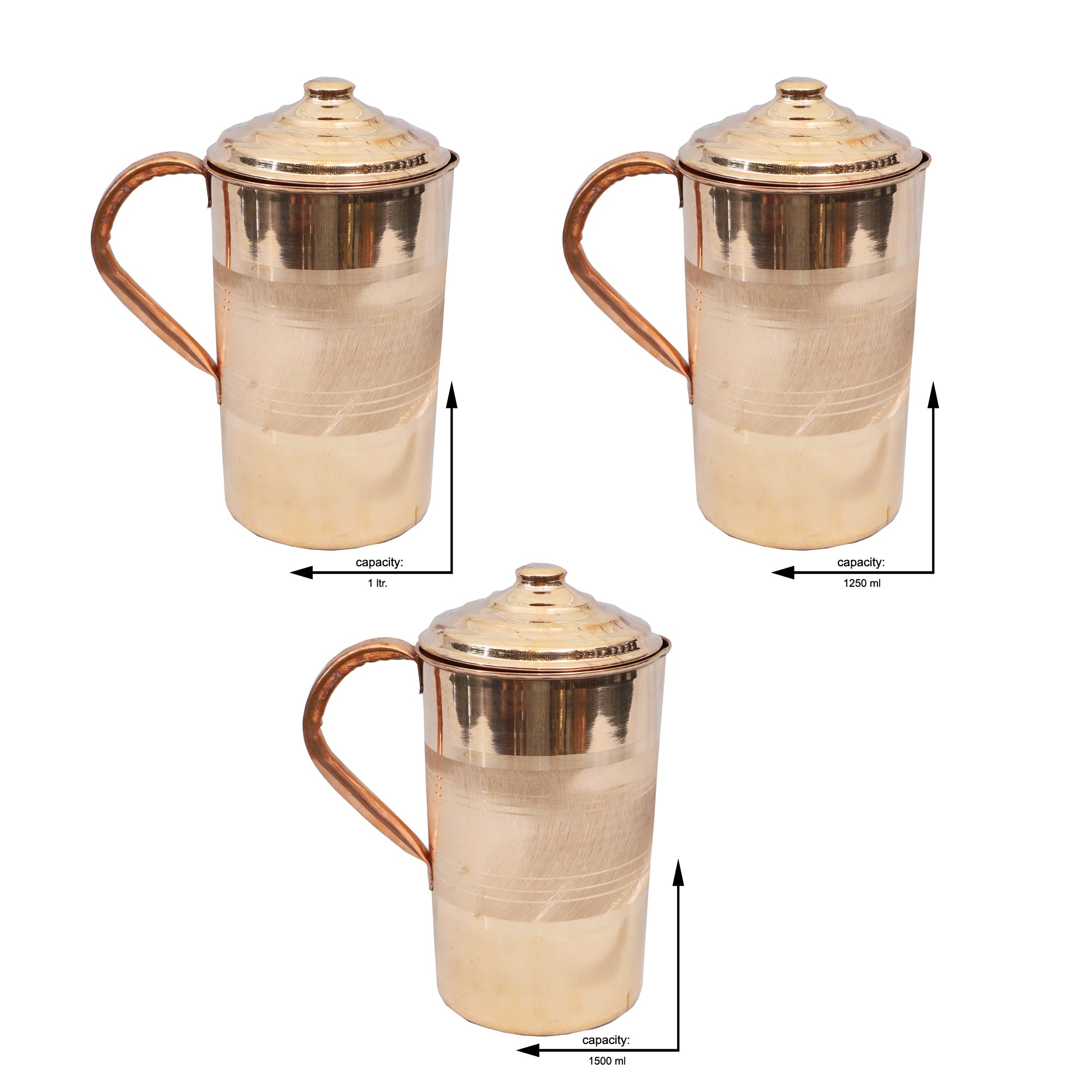 Pure Copper Jug with Lid – Available in 1L, 1.25L, and 1.5L