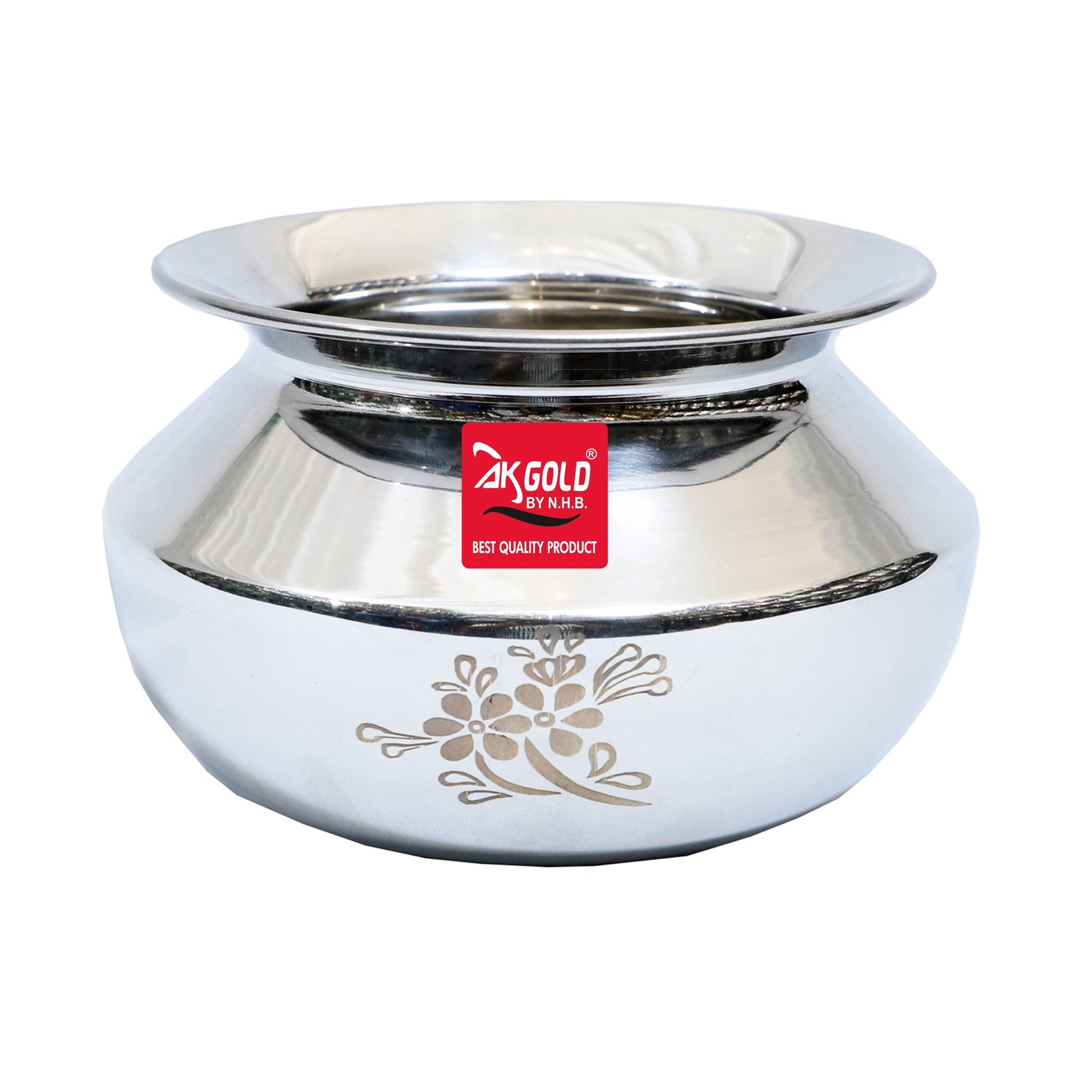 Handi/Sipri/Dekchi with Laser Floral Design – 3 Sizes (1250ml, 2000ml, 3000ml) –