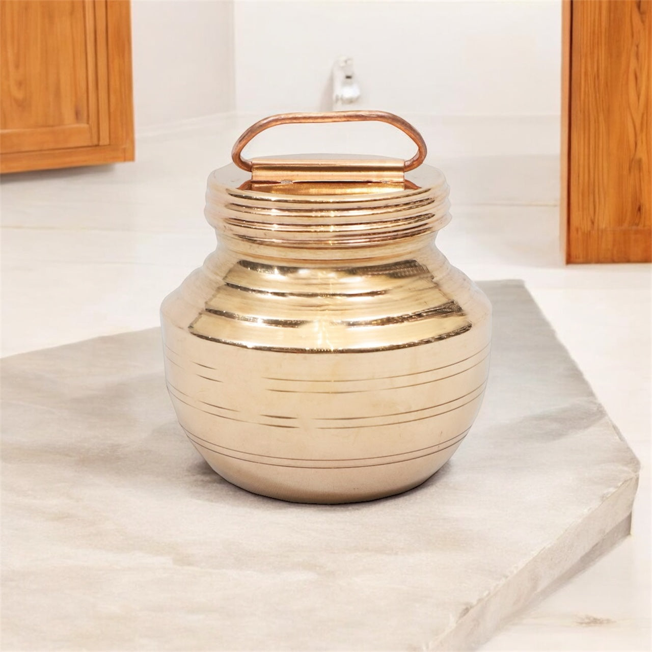 Copper Lota with Screw Lid and Handle – 500ml Capacity