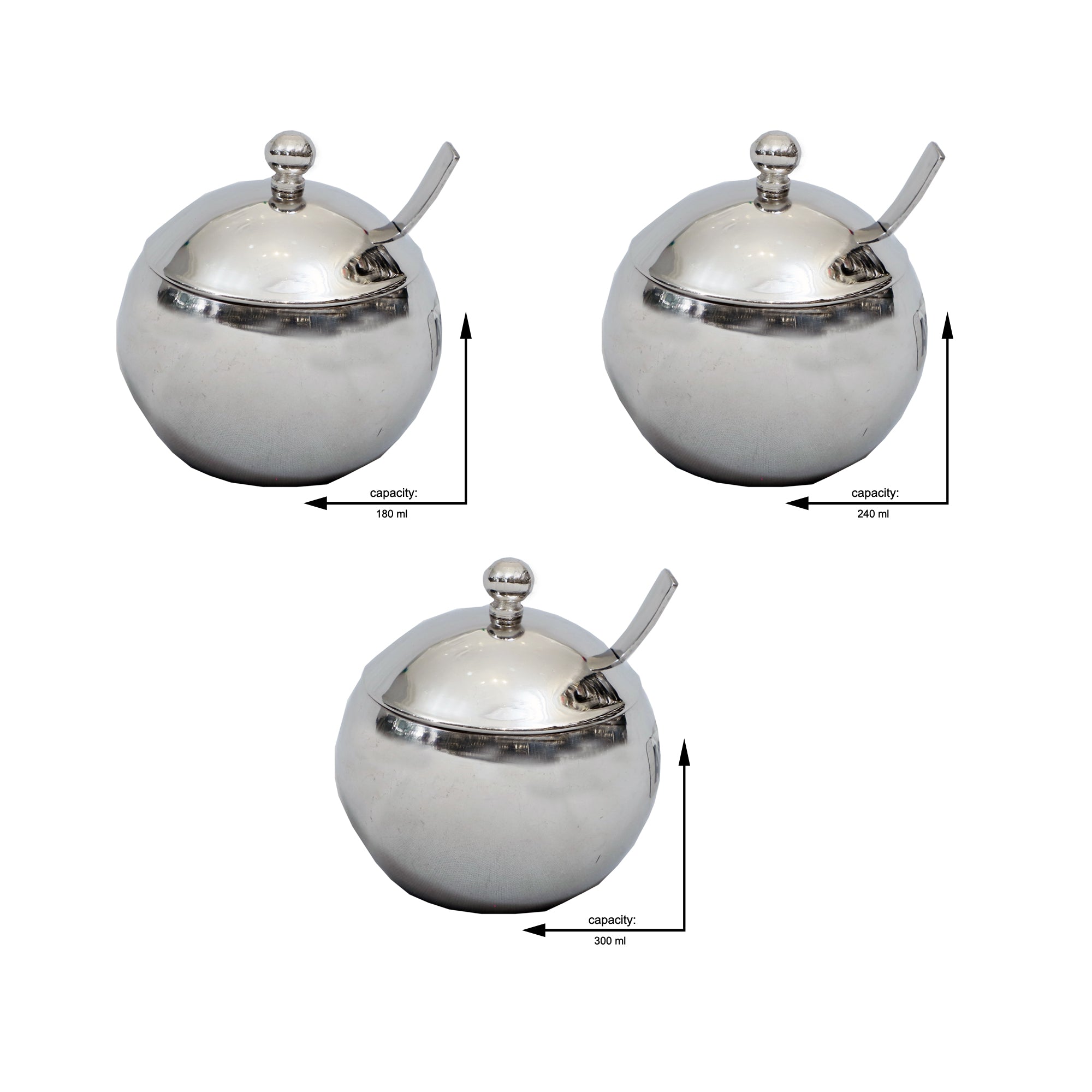Stainless Steel Ghee Pot with Lid and Spoon – 180ml, 240ml, 300ml Option