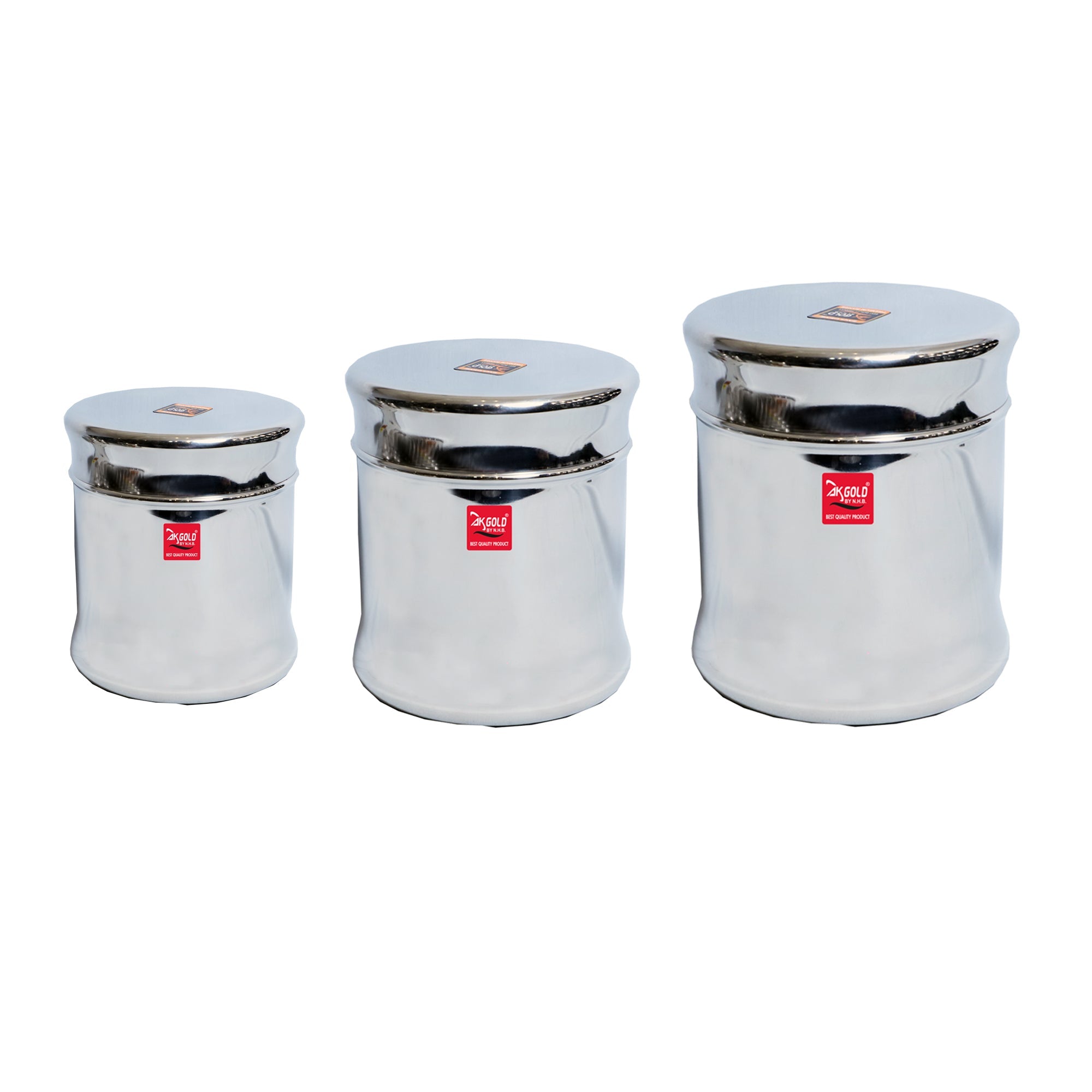 Stainless Steel Storage Container Set with Laser Floral Design - 3-Piece Sets