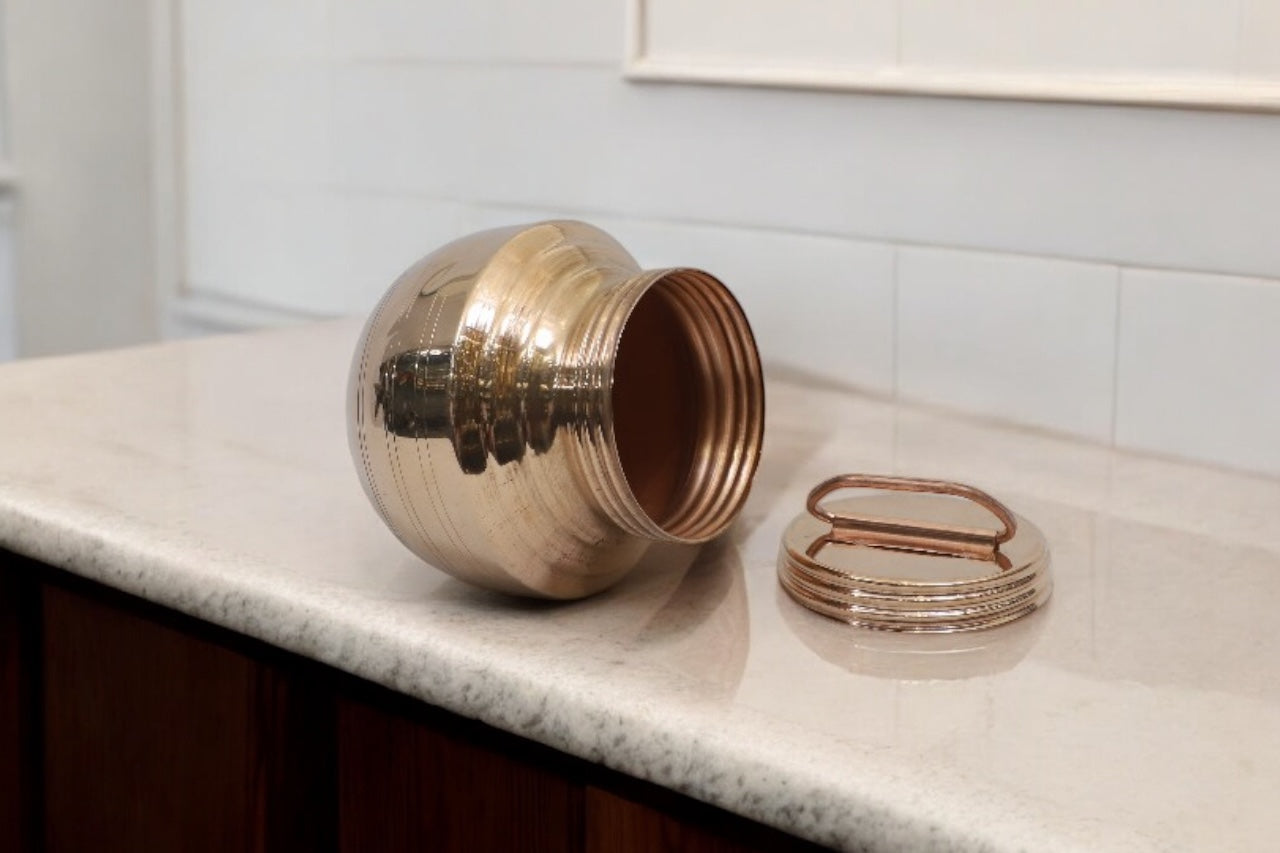 Copper Lota with Screw Lid and Handle – 500ml Capacity