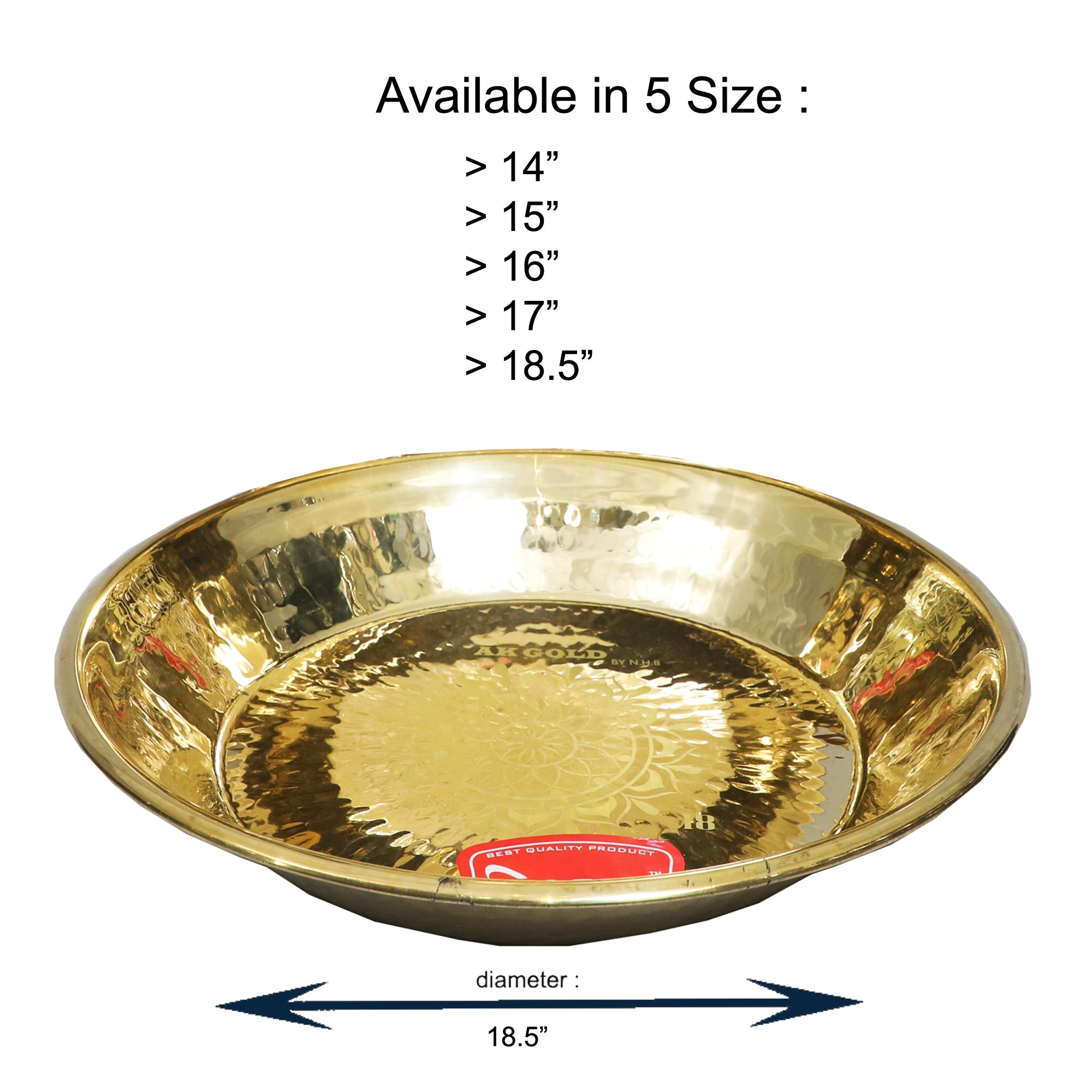 Brass Hammered Parat/Paraath – 5 Sizes (14", 15", 16", 17", 18.5") –