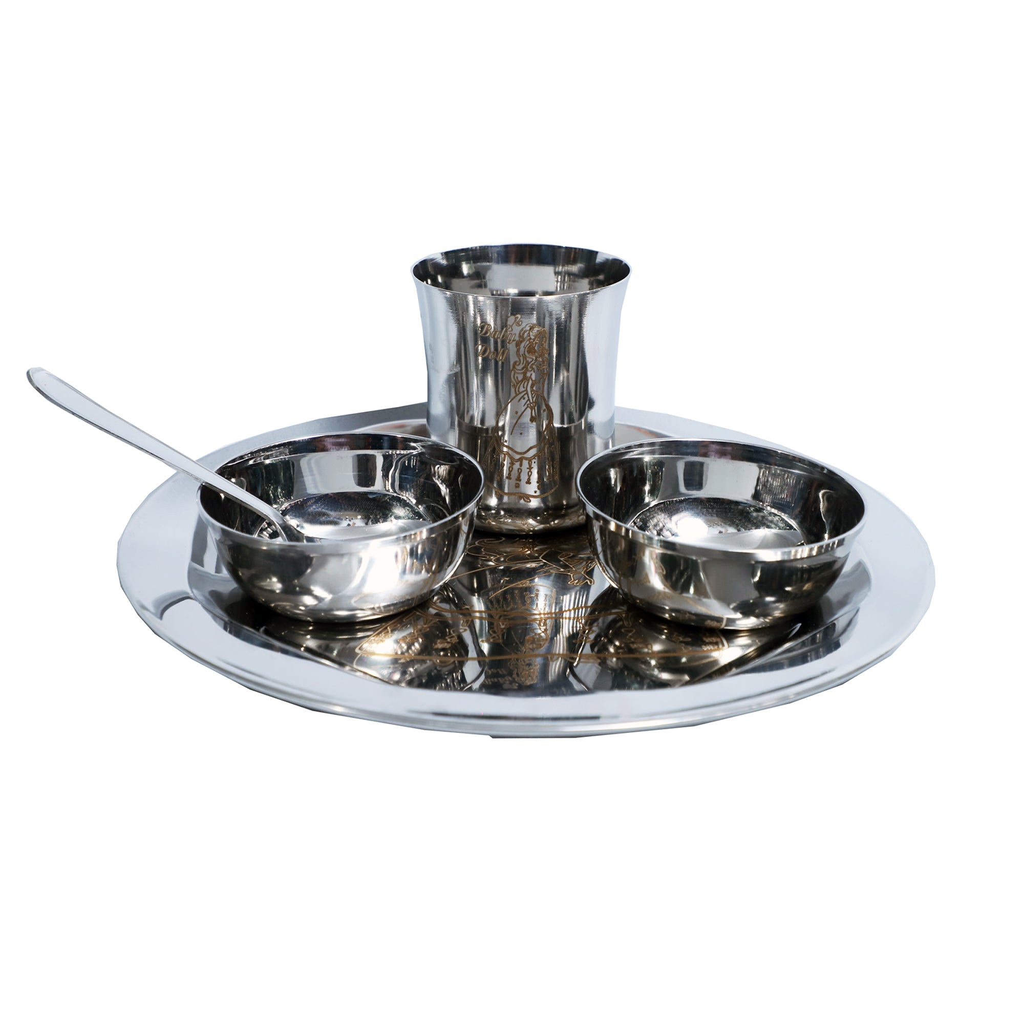 Kids’ Dinner Set with Animated Cartoon Laser Designs – 5-Piece