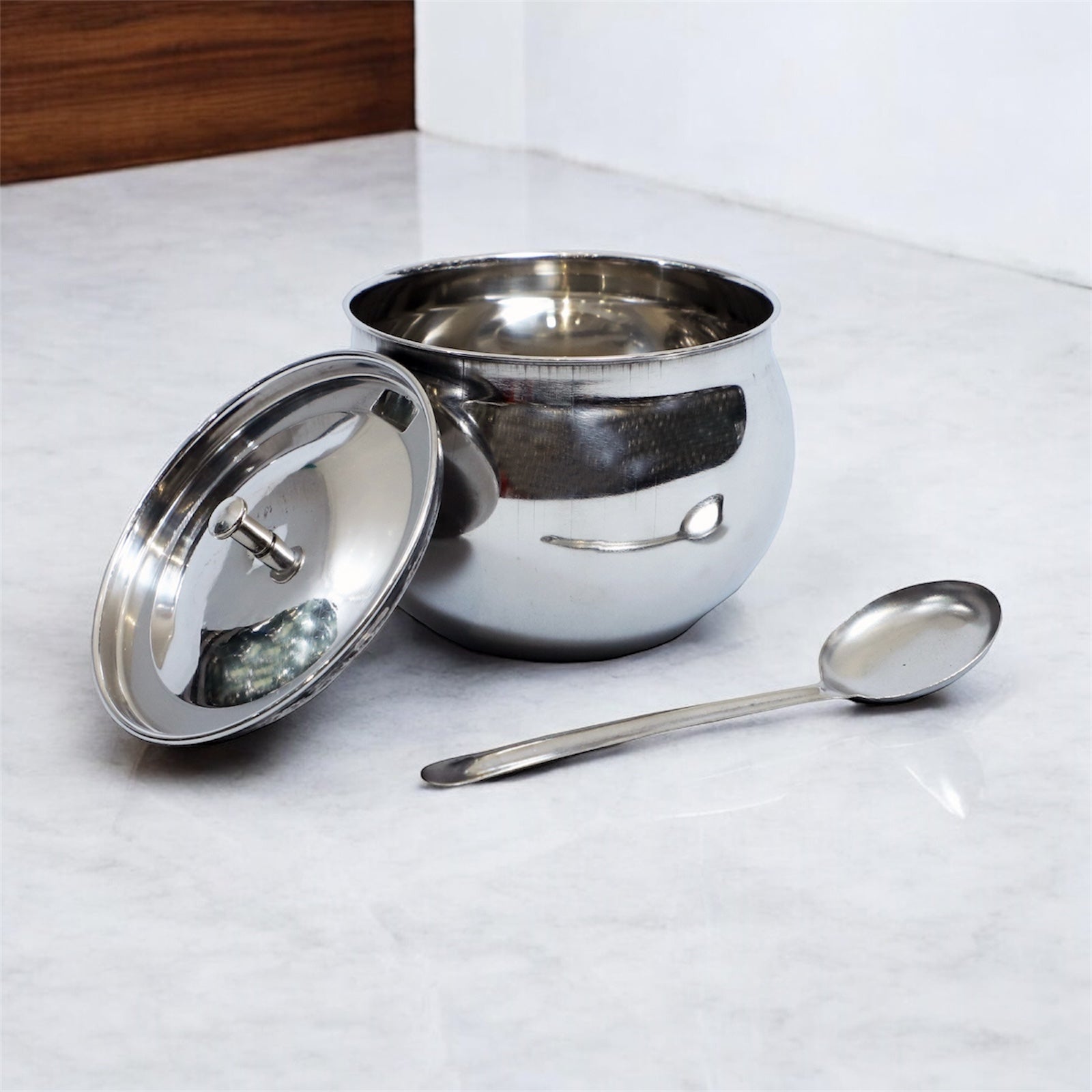 Stainless Steel Ghee Pot with Lid and Spoon – 180ml, 240ml, 300ml Options