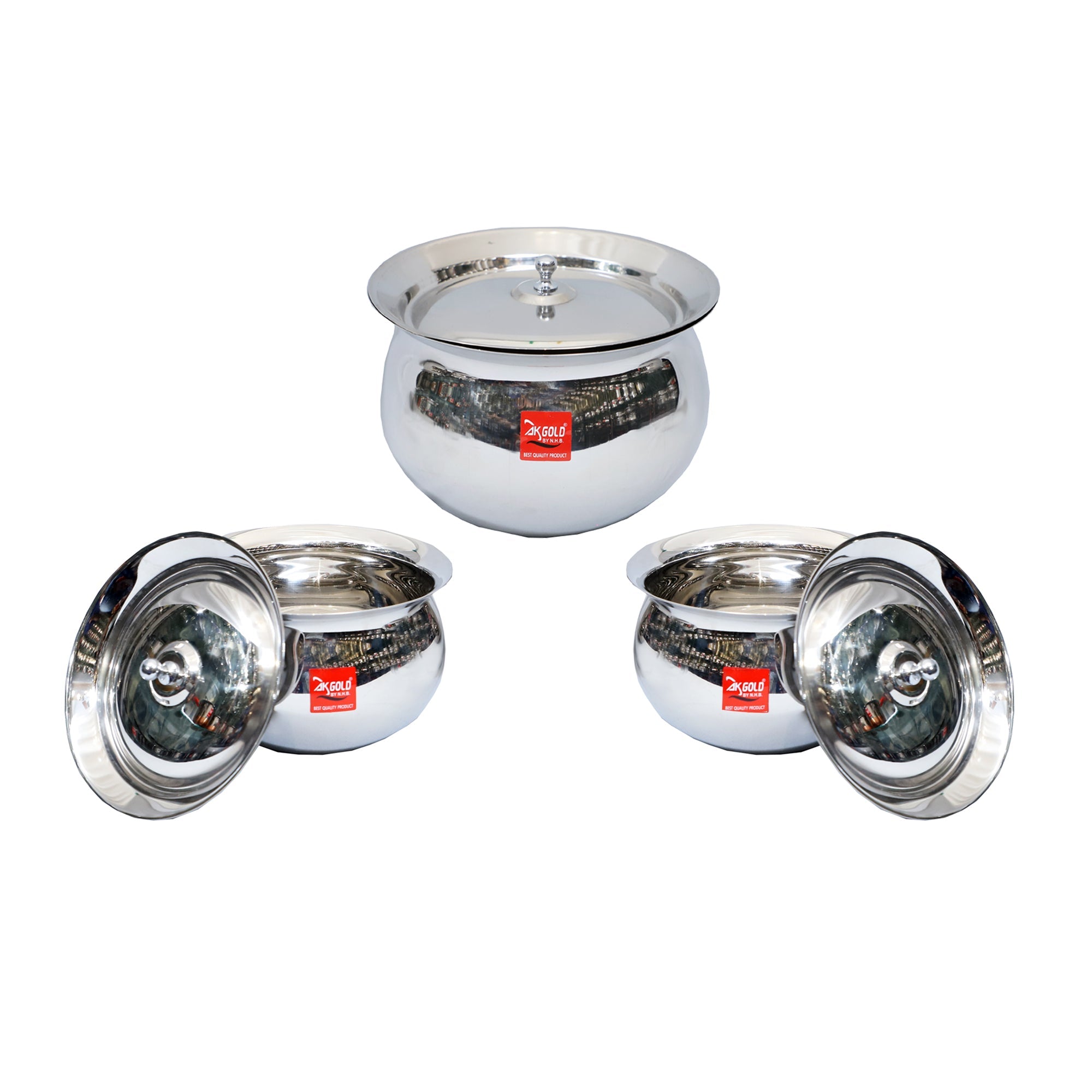 Handi with Lid – 5-Piece Set (400ml, 600ml, 800ml, 1000ml, 1300ml)