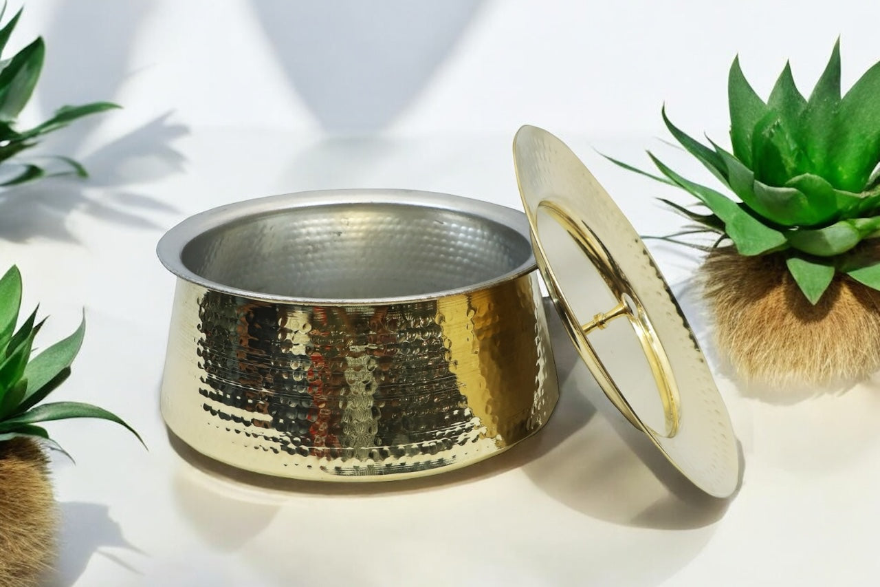 Pure Brass Lagan Handi with Lid – 2.5L Capacity