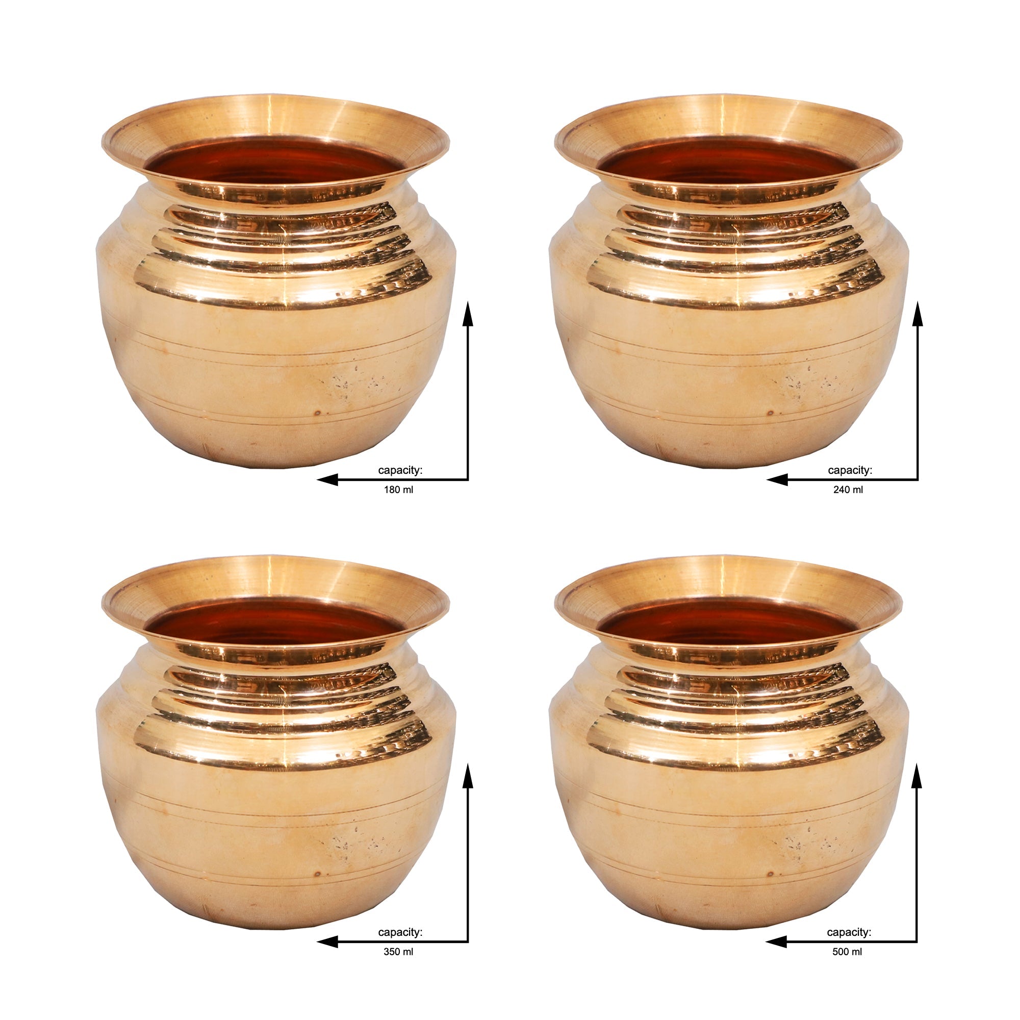 Pure Copper Lota – Available in 180ml, 240ml, 250ml, and 500ml