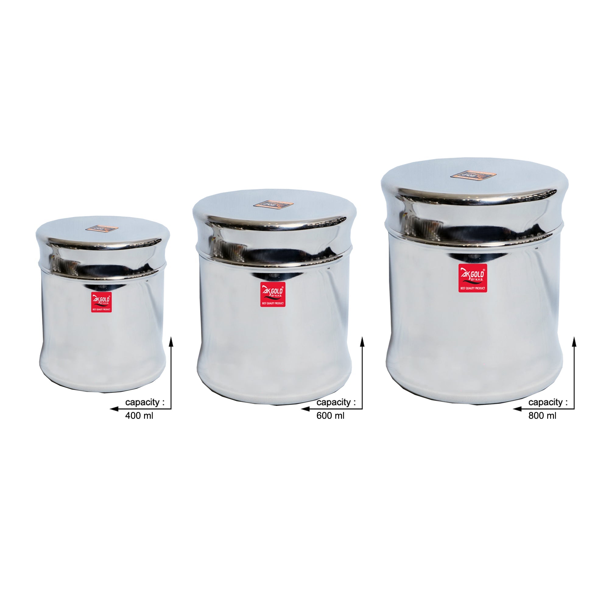 Stainless Steel Storage Container Set with Laser Floral Design - 3-Piece Sets