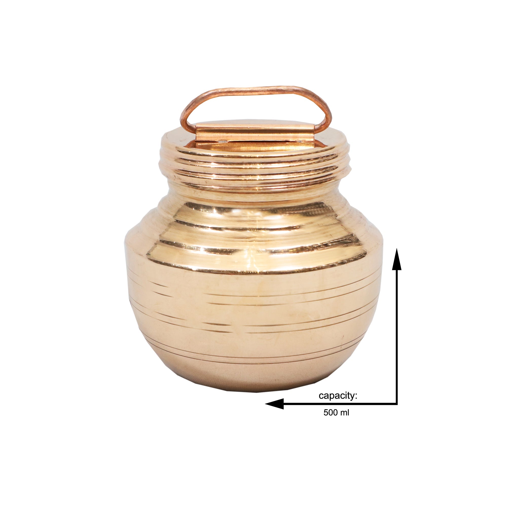 Copper Lota with Screw Lid and Handle – 500ml Capacity