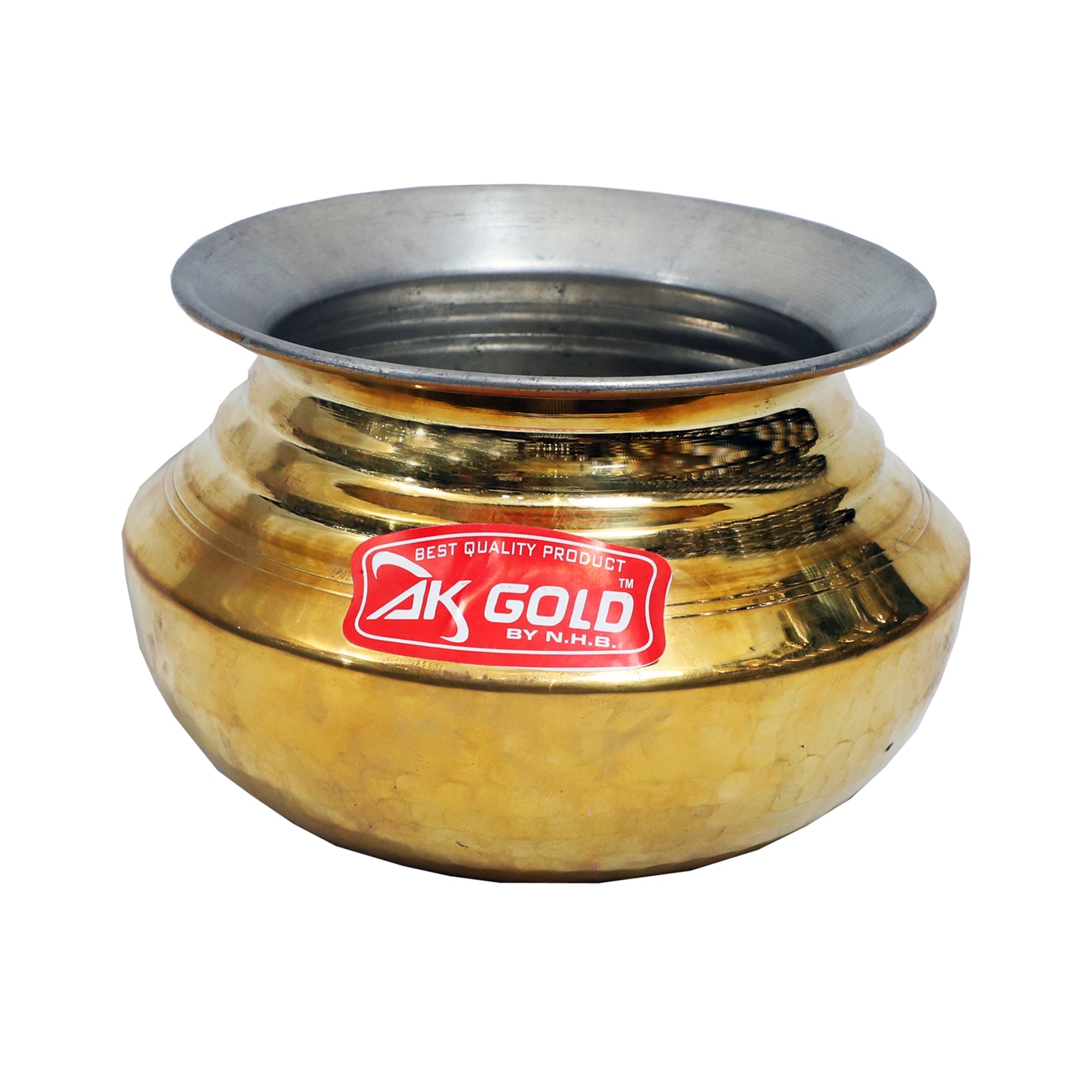 Brass Hammered Handi/Sipri/Dekchi – 3 Sizes (1250ml, 2200ml, 3500ml) –