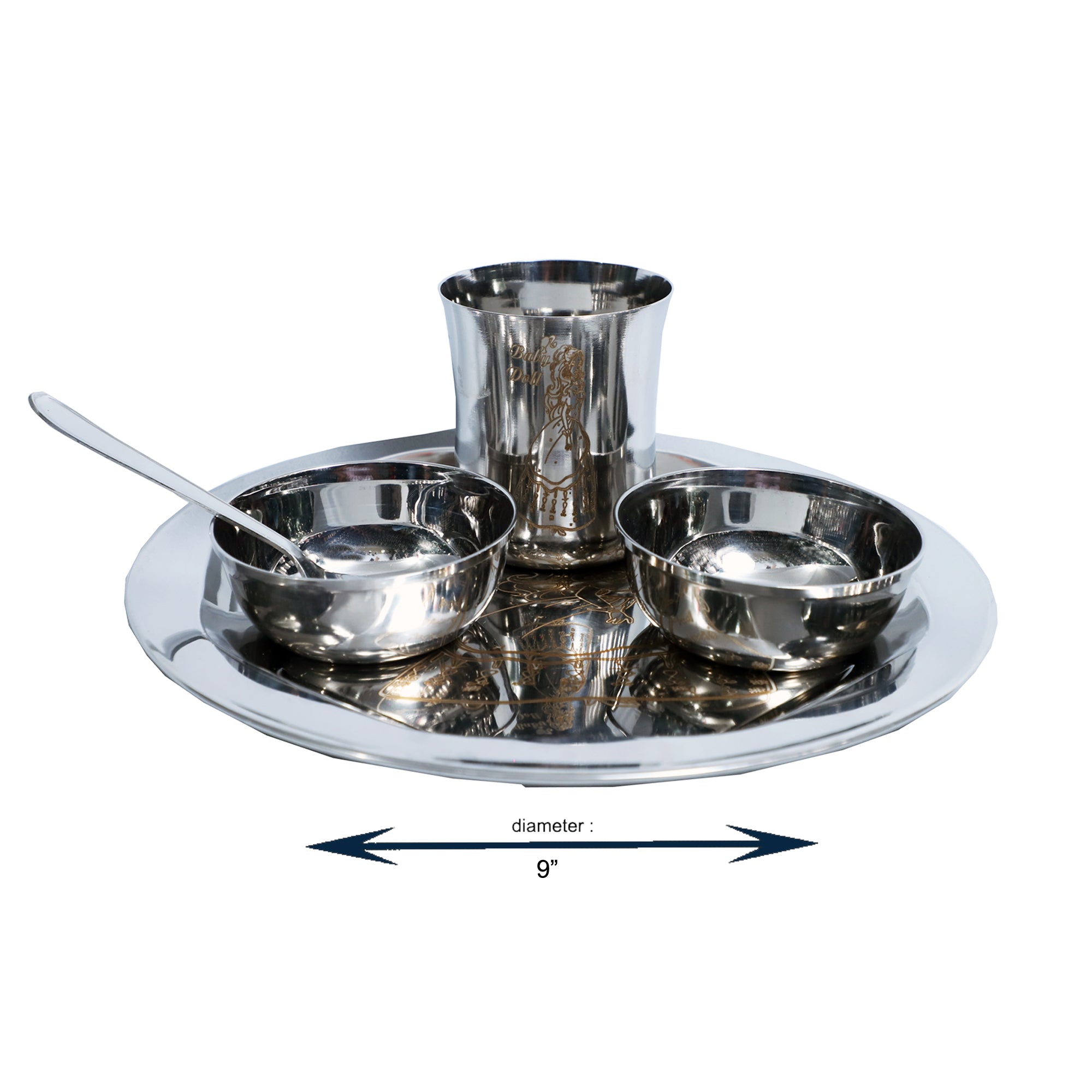 Kids’ Dinner Set with Animated Cartoon Laser Designs – 5-Piece