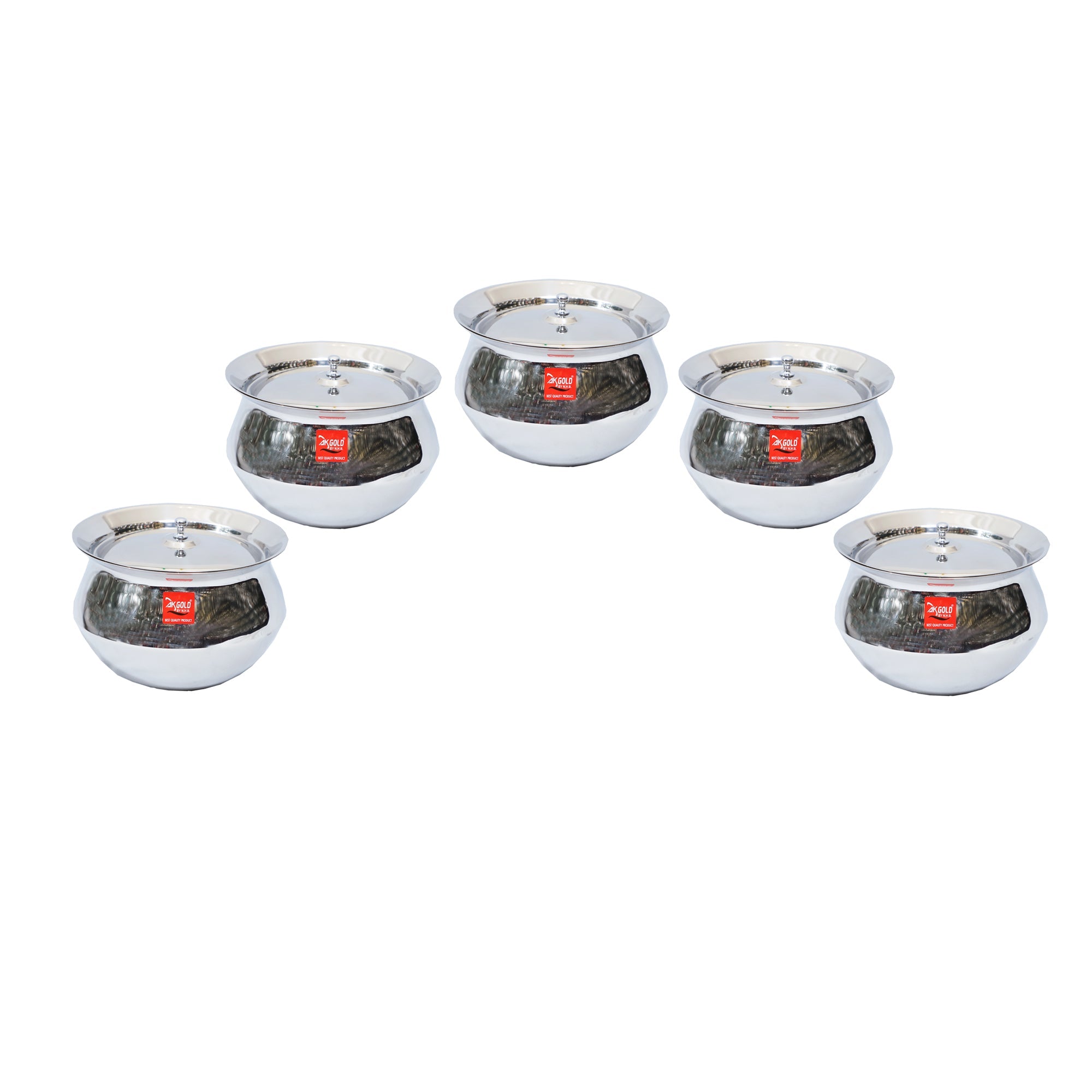 Handi with Lid – 5-Piece Set (400ml, 600ml, 800ml, 1000ml, 1300ml)
