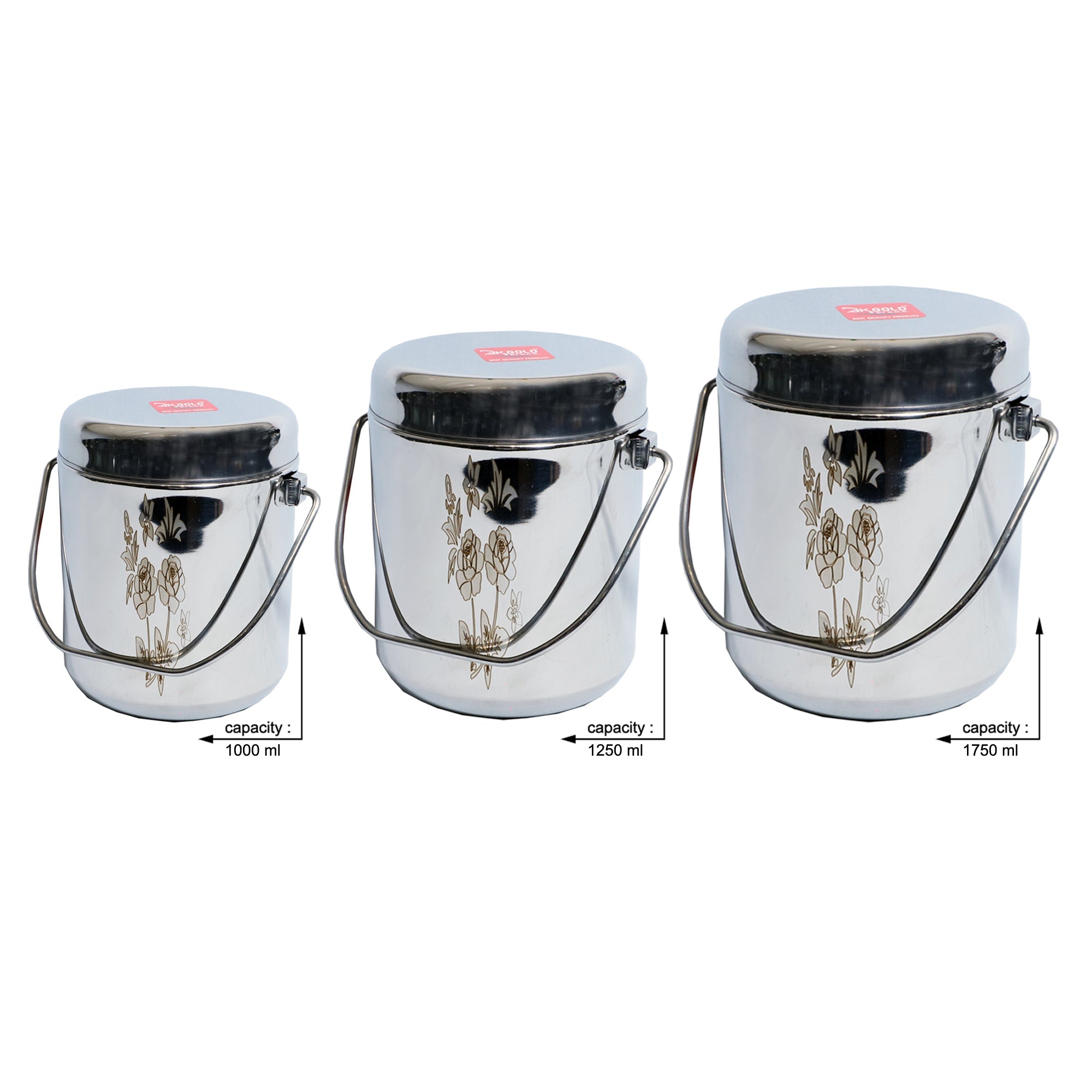 Barni/Milk Pot Set with Laser Floral Design - 5-Piece Set