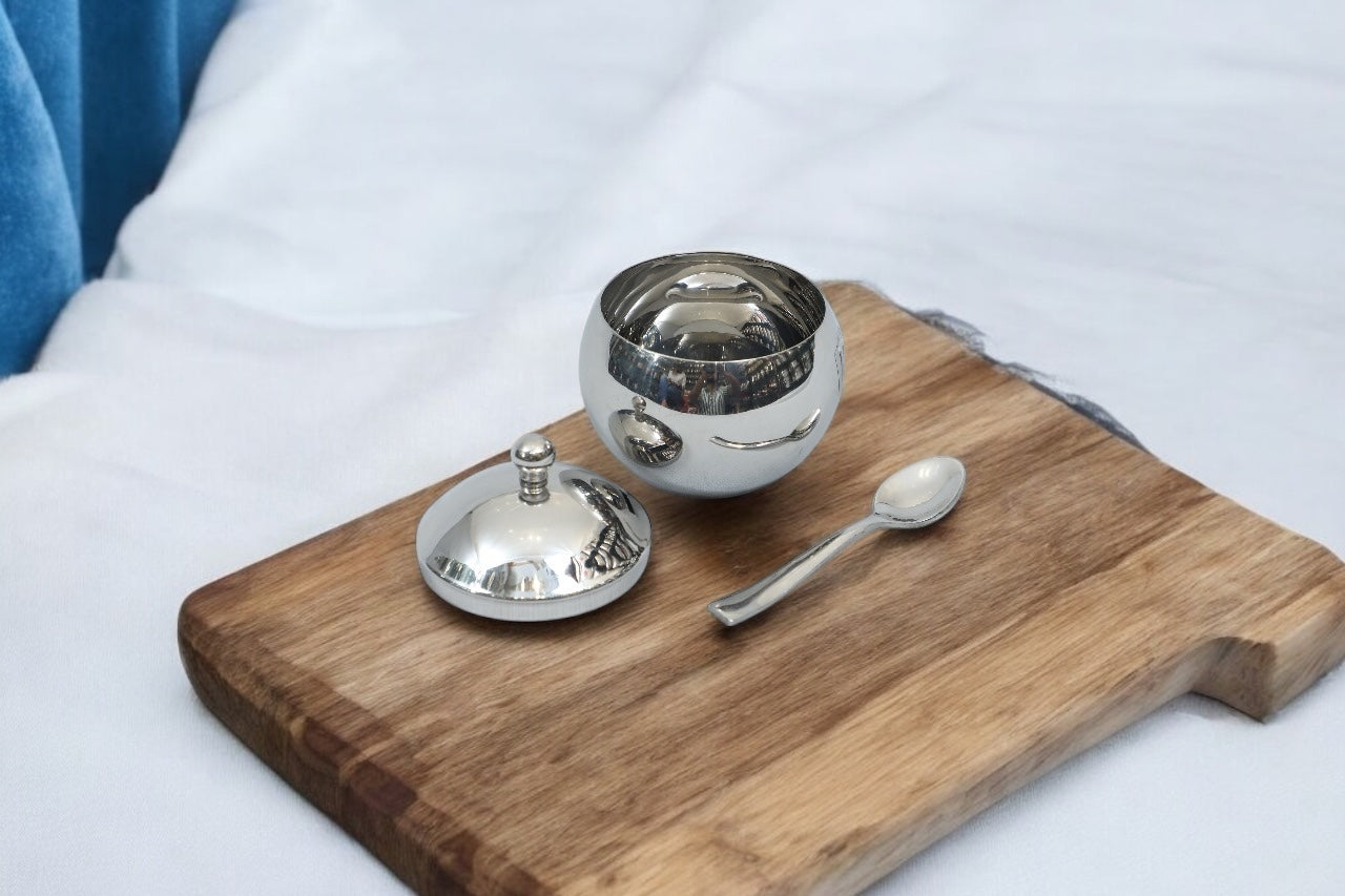 Stainless Steel Ghee Pot with Lid and Spoon – 180ml, 240ml, 300ml Option