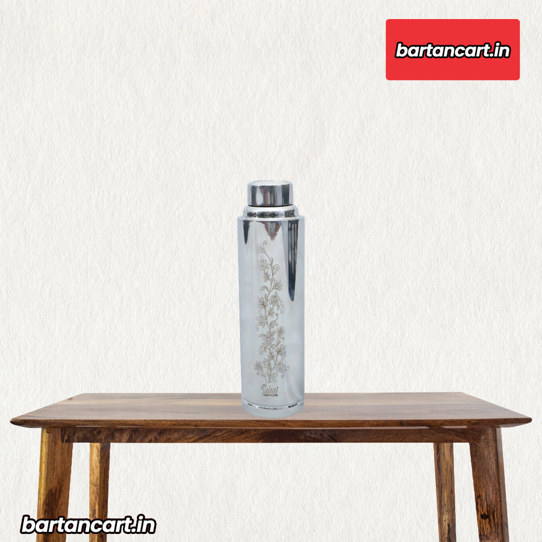 Copper-Steel Bottle with Straight Design & Laser Pattern - 1L