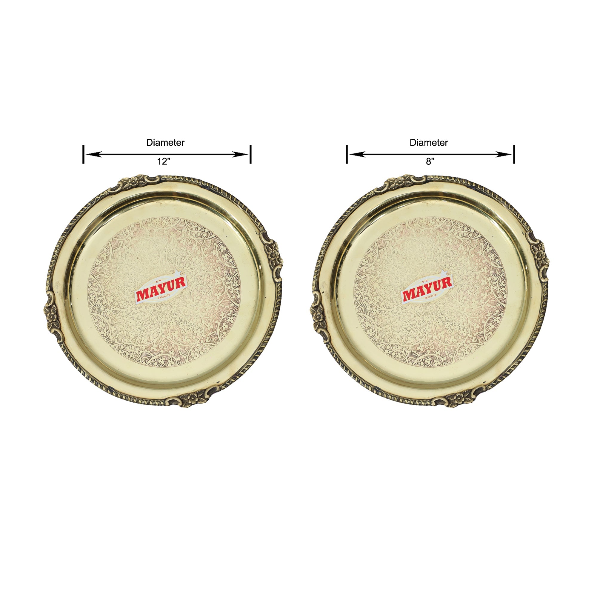 Premium 6-Piece Brass Embossed Decorative Plate Set