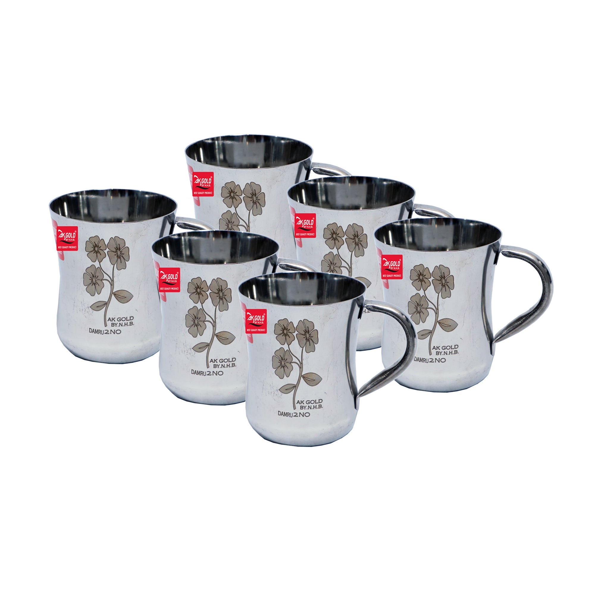 6-Piece Tea/Coffee Cup Set. 3 Size Options (180ml, 230ml, 300ml)