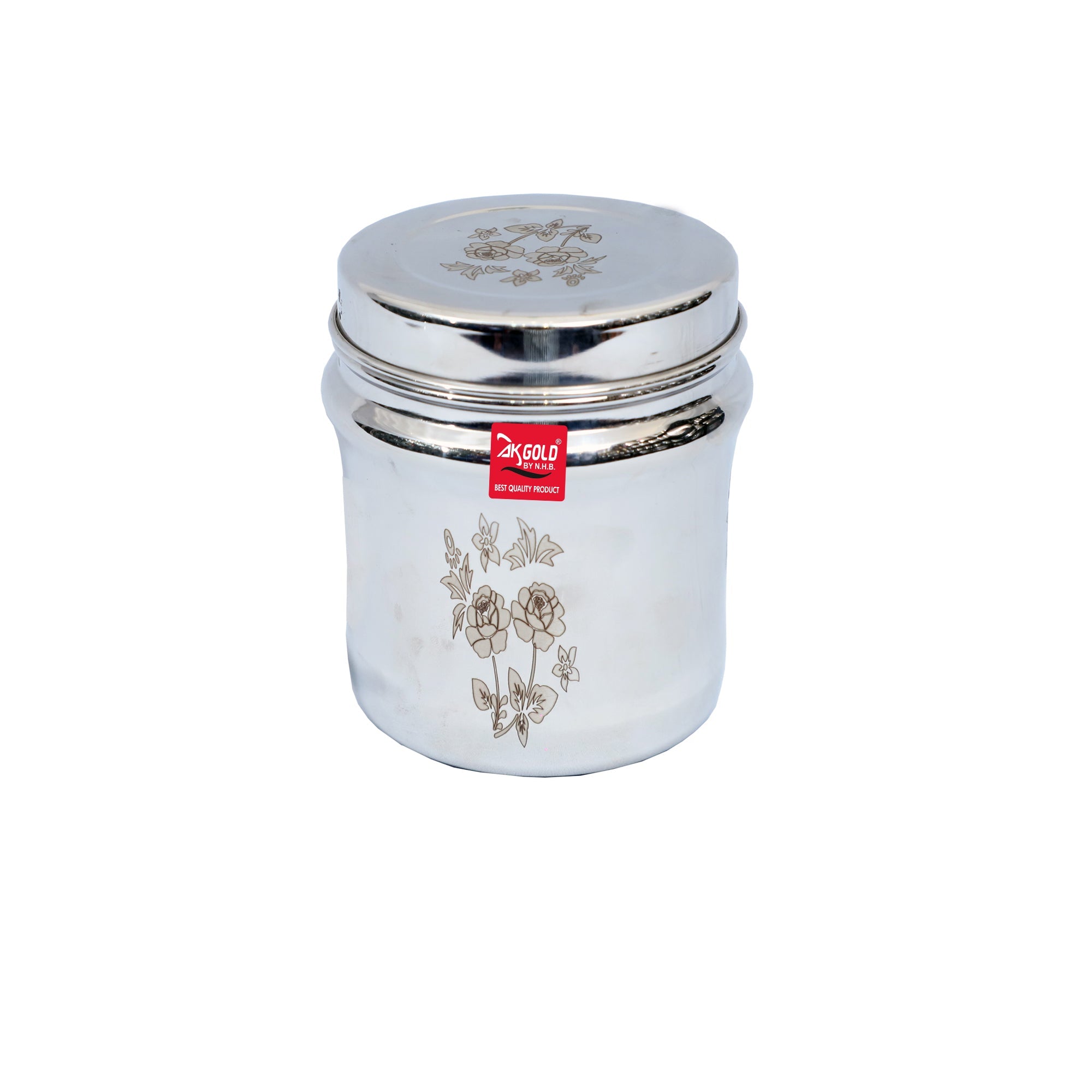 Stainless Steel Storage Containers with Laser Floral Design - 8 Sizes
